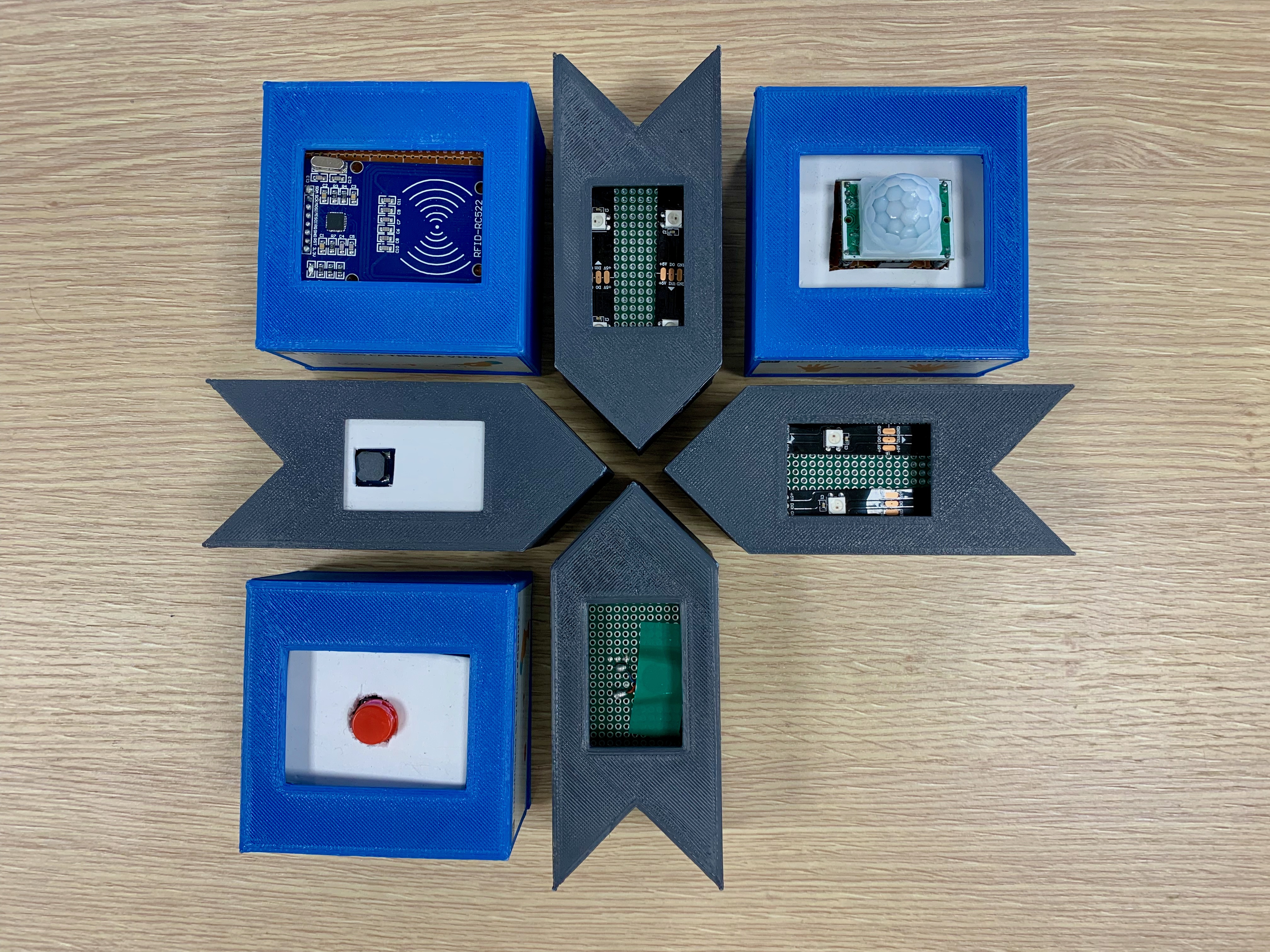 All MakeNodes sensor and actuator nodes arranged together